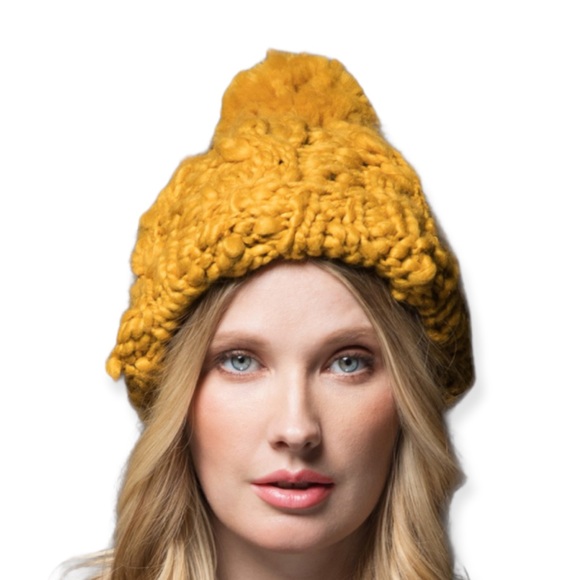 Luxurious Hand-Knitted Cable Knit Beanie With Pom Pom Detail - Picture 2 of 6